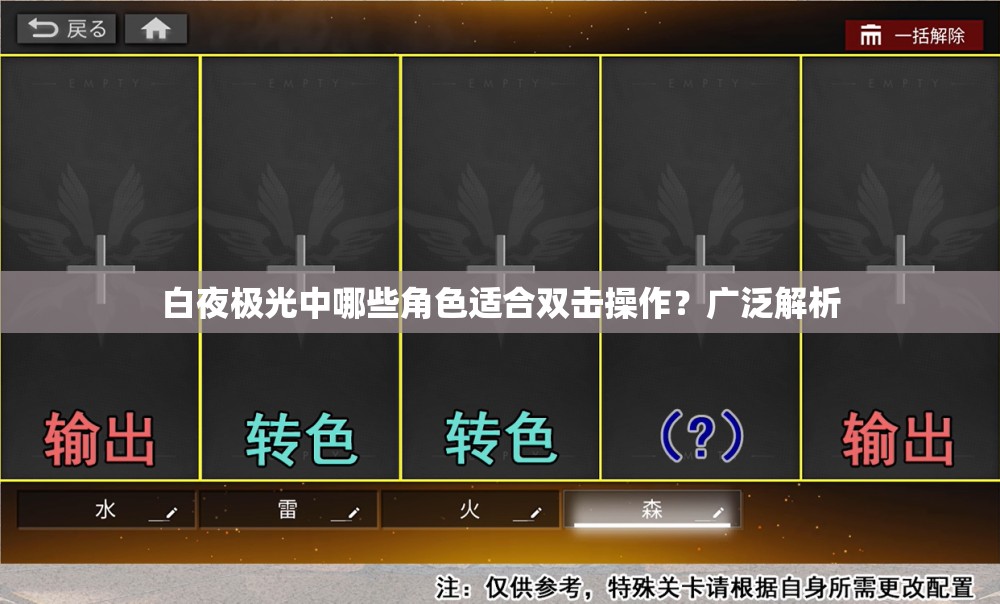 白夜极光中哪些角色适合双击操作？广泛解析