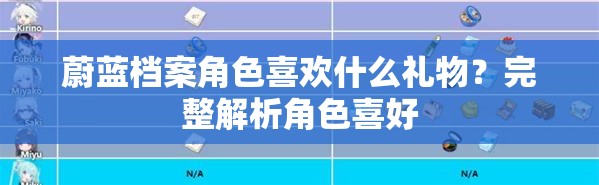 蔚蓝档案角色喜欢什么礼物？完整解析角色喜好